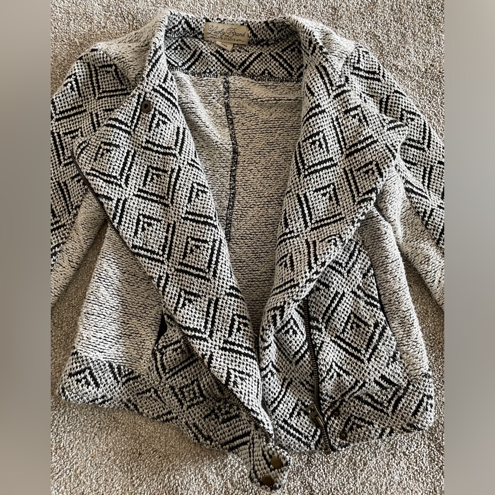 Lucky Brand black and white sweater jacket Sz S